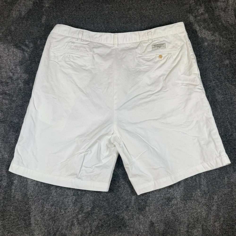 Polo Ralph Lauren Big Tyler Shorts Mens 44 White Pleated Cotton Chino Big & Tall